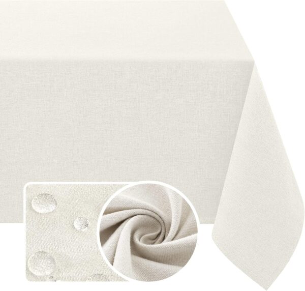 Linen Textured Table Cloths Square 54 x 54 Waterproof Premium Solid Linen Woven Tablecloth Spill-Proof Linen Look Cover for Party Table Feature Extra Soft and Thick Fabric Wrinkle Free, Ivory