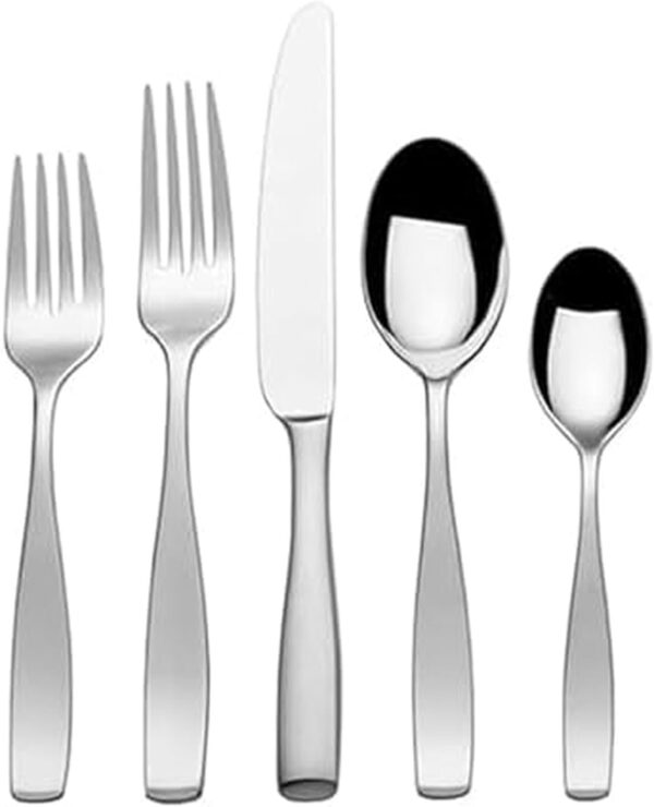 Mikasa 5081298 Satin Loft 65-Piece Stainless Steel Flatware Set with Serveware, Service for 12