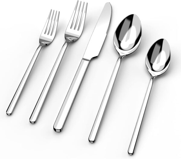 Kingstone Silverware Set, 20 Piece Flatware Cutlery Set for 4, 18/10 Stainless Steel Silverware Mirror Polished Dishwasher Safe for Home, Restaurant, Wedding, Party