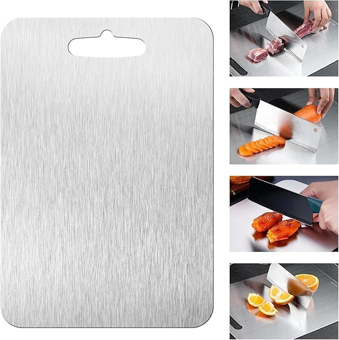 AOWBCGD New Titanium Cutting Board - 100% Pure Double-Sided Food-Grade For Kitchen, Cutting Meats, Fruits And Vegetables (18X12in) 1 Pack