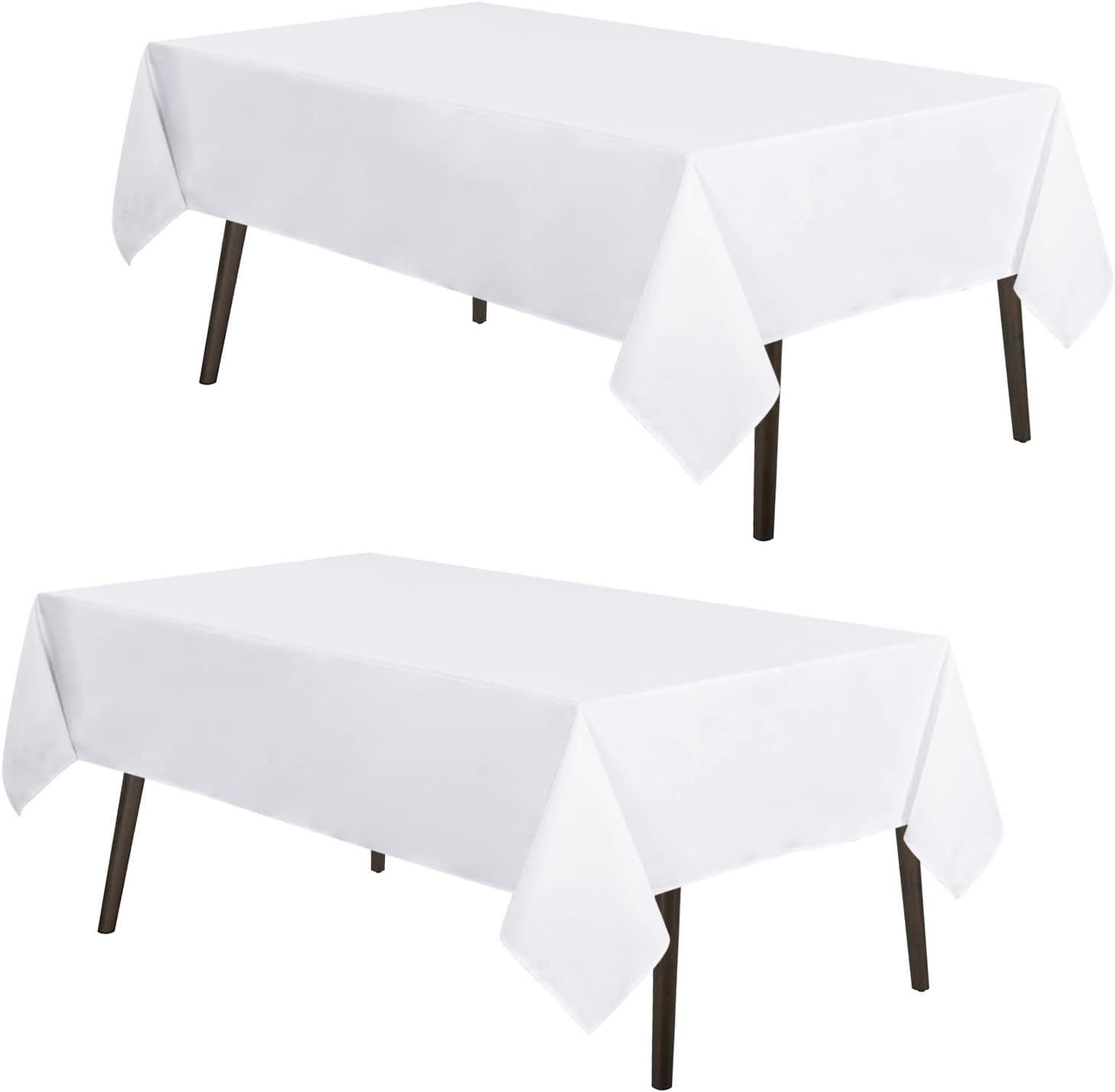 MYSKY Home 2 Pack White Table Cloths Rectangular 60x102 Inch Nappe de Table Rectangulaire Table Cloth Machine Washable Polyester Table Cover for Dining Buffet Parties Picnic Weddings