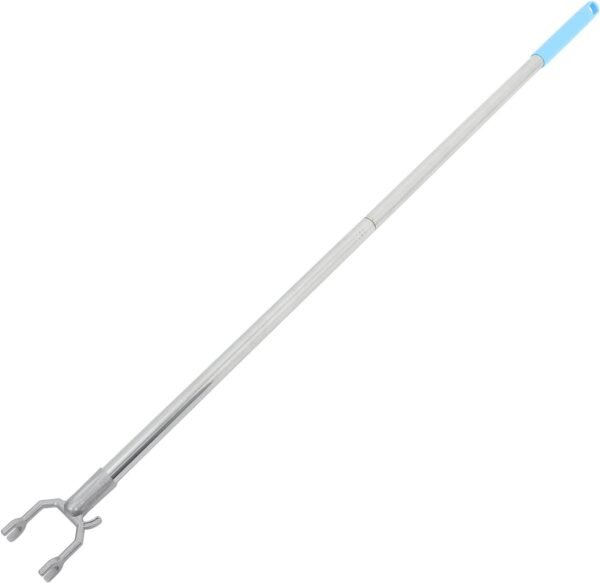 Drying Pole 95cm Stainless Steel with Aluminium Fork Head Two Piece | Silver Finish, Plastic Grip, Break Resistance, Practical Helper for Closets