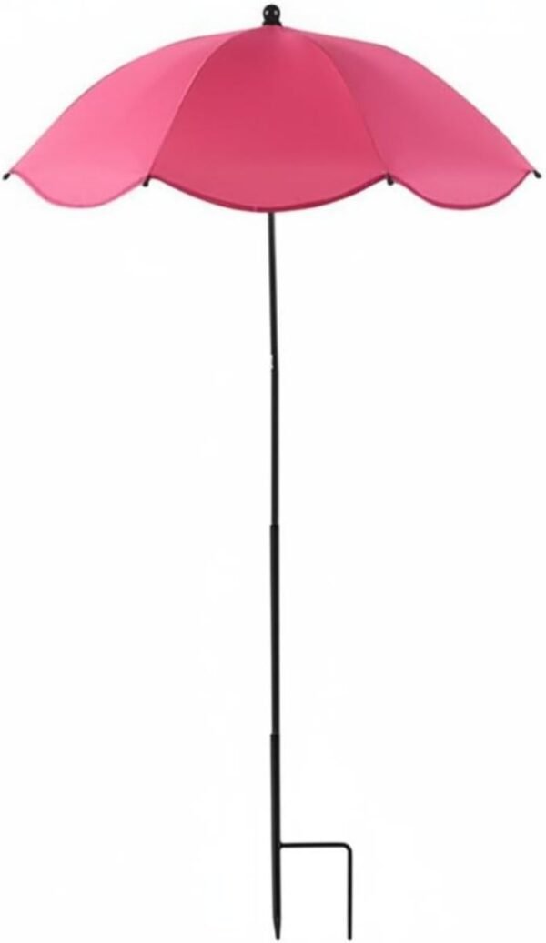 Outdoor Planter Umbrella Garden Parasol Plant Shade with Iron Pole and 8 Rib Support Polyester Canopy Manual Open and Setup Suitable for Balconies courtyards patios Gardens, Rose Red