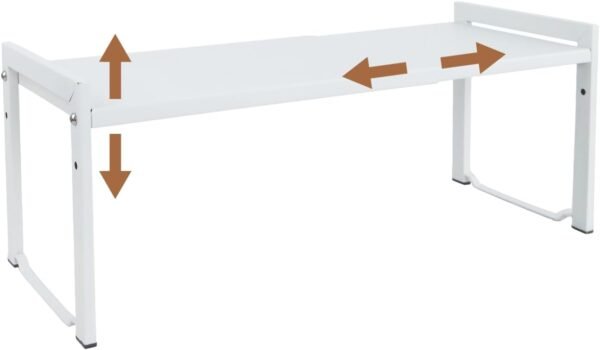 Expandable Cabinet Shelf 13.8~26"(L), Cupboard Shelf, White M | 22LBS Heavy Duty Riser, Fits Most Cupboards, Adjustable Length for Kitchen Counter, Sink, Pantry Storage, Kitchen Organizer