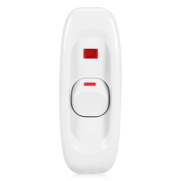 Cord Switch, AC 10A ON/Off Control Lamp Switch in Line Cable Switches with LED Indicator Light for Bedroom Table Lamp Desk (White)
