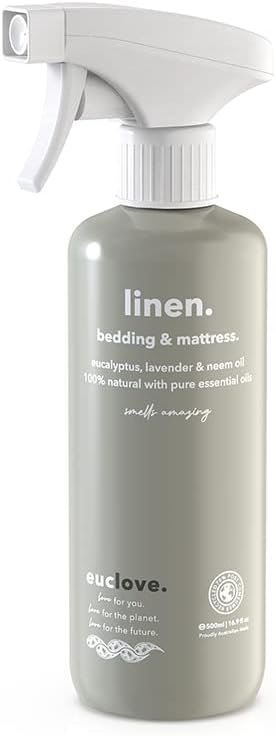 Natural Linen Spray 500ml, Essential Oil Bedding & Fabric Freshener | Made in AU with French and Bulgarian lavender and Indian vetiver to wind down before sleep, use on pillows and doonas