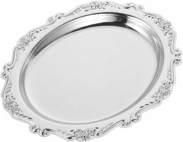 Serving Tray and Platter for Dining Decor, 8 Inch Vintage Style Display Tray with Food-Grade Iron - Rust Resistant and Dishwasher Safe - Geiwogwc