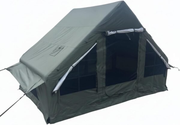 Inflatable Camping Tent Easy Setup Inflatable Tent with Canopy Spacious for, Families, Outdoor, Backyard, Array, Army Green, 3-6 People