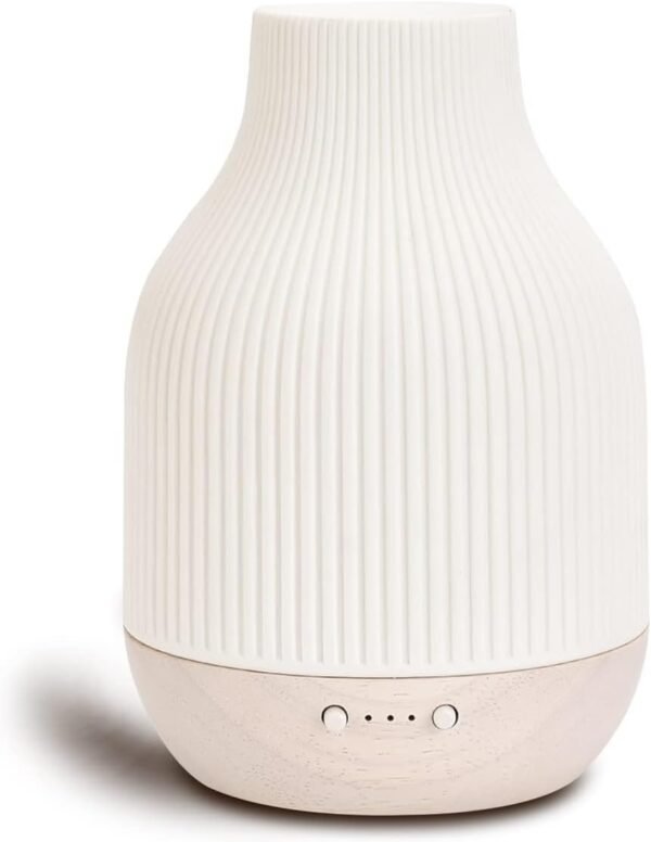 Ceramic Diffuser for Essential Oils with Solid Wood Base,Stone Aromatherapy Essential Oil Diffusers for Home Office Room Decor Gift (180ML)