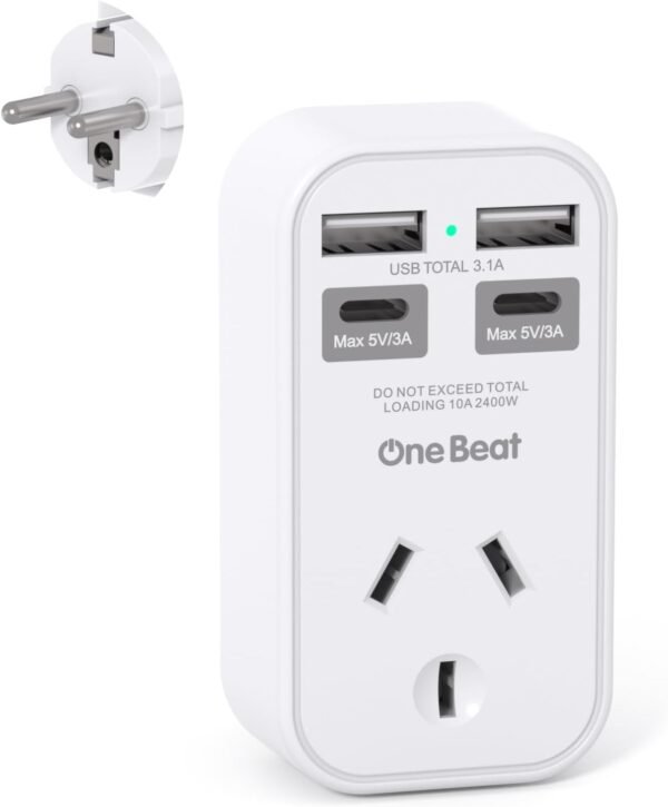 Beat AU to EU Travel Adapter,Type E/F International Power Adapter with 4 USB(2USB C),European Travel Accessories,European Plug Adapter for Bali Germany Spain France Greece Netherlands Turkey | Europea