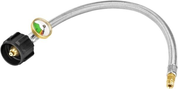 Gas Hose with Pressure Gauge Replace Gas Hose with Pressure Gauge | 15 Inch Cookware Accessories Easy to Install for Boating Truck Camping Weekend Travel