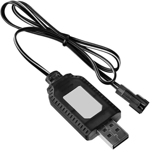 7.4V USB Charging Cable with SM-3P Plug, 53.5cm Lipo Battery Charger Compatible with RC Cars, Drones, Airsoft and Remote Control Toys