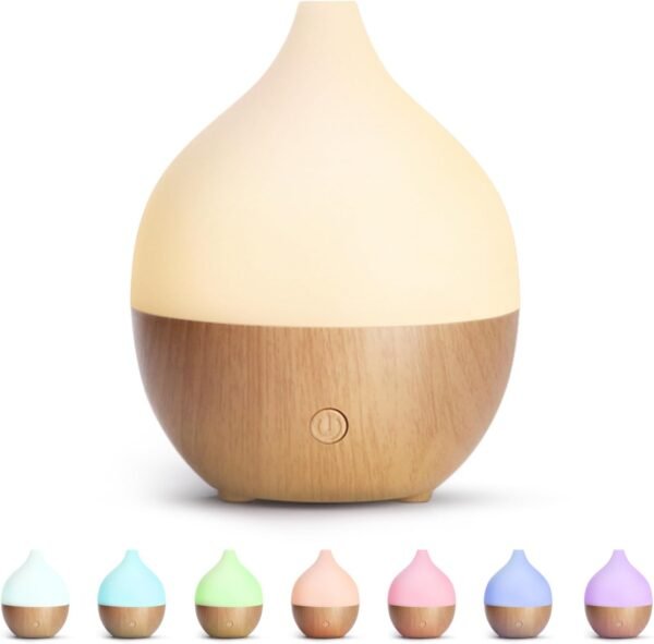 Essential Oil Diffuser, 100ml Small Aromatherapy Diffusers for Essential Oil, Cool Mist Humidifier with 7 Color Lights, Auto Shut-Off Function, Warm White Lights, for Office Home