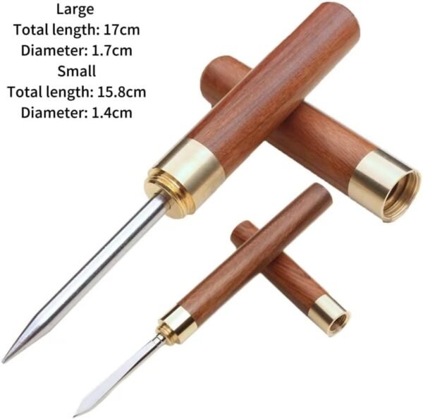 Stainless Steel Ice Picks with Safety Cover, 2Pcs Stainless Steel Ice Picks with Wooden Handle and Safety Cover for Picnics, Camping