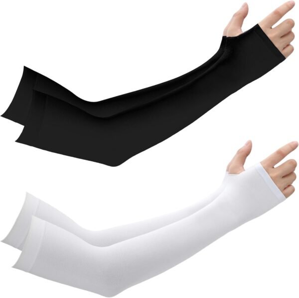 2 Pairs UV Protection Cooling Arm Sleeves, UPF 50 Nylon Ice Silk Sleeves with Soft Stretch Comfort, Men Women Cycling Running Driving Fishing Outdoor Arm Sleeve Essentials (One Size)