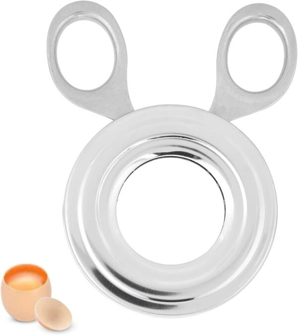 Stainless Steel Egg Opener, Easy Use Kitchen Tool | Durable Egg Cracker Tool with Comfortable Handle for Boiled and Raw Eggs, Multi Purpose Kitchen Accessory for Breakfast Prep
