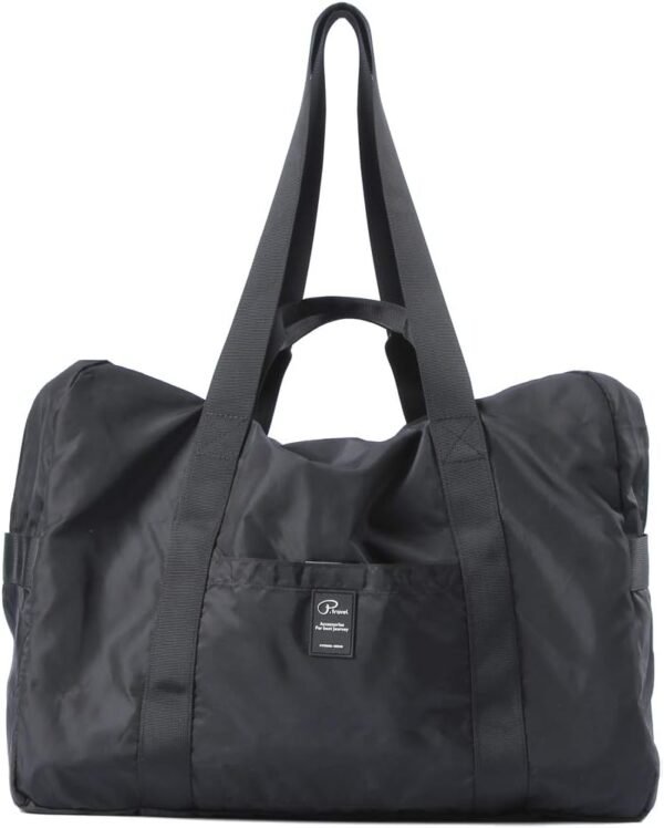 Foldable Travel Duffel Bag, Sports Duffels Gym Bag, Nylon Totes, Sports Shoulder Handbag, Duffle Bags for Women & Men, Outdoor Vacation Weekend Bag by VanFn P.Travel Series (Black)