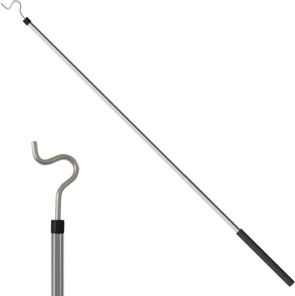 Clothes Hook Pole with Hanger Retriever, 50 Inch Reach High Places & Organize Closet Tool, Non-Slip Grip - Yosten
