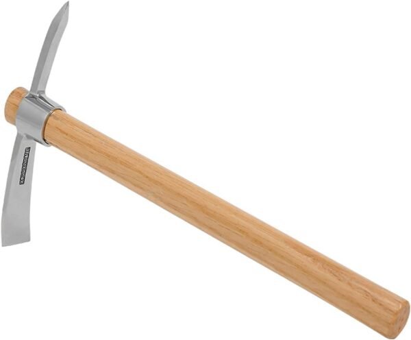 Outdoor Camping Multifunctional Hoe Heavy Duty Stainless Steel Pick Axe Hand Hoe with Wooden Handle