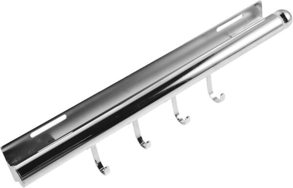 Retractable Closet Rod with Four Extendable Hanging Hooks, Sturdy Stainless Steel Space-saving Wardrobe Helper for Bedrooms and Closet Organization Storage, White Finish