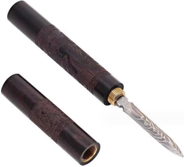 Wooden Handle Professional Ice Pick & Tea Cake Tool for Breaking Bricks Multi-functional Needle for Kitchen Bars Picnics Camping Hidden Blade (Black, One size)