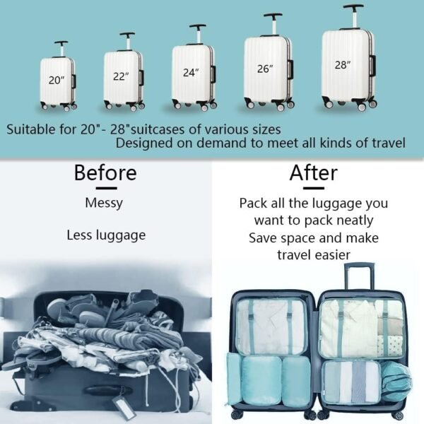 Packing Cubes, 9 Set Packing Cubes with Shoe Bag & Electronics Bag - Luggage Organizers Suitcase Travel Accessories (Sky Blue)