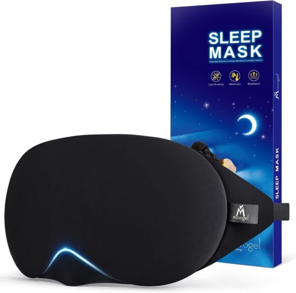 Cotton Sleep Eye Mask, Light Blocking with Adjustable Nose Bridge | Updated Design, Soft and Comfortable Night Eye Mask for Men Women, Eye Blinder for Shift Work, Includes Travel Pouch, Black