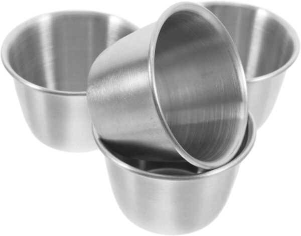 Condiment Containers and Rust-proof Design round Sauce Holder Cups 4 Pcs Stainless Steel with Smooth Surface Portable for Home and Restaurant Use