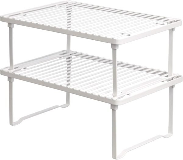 Stackable Metal Kitchen Storage Shelves, Set of 2 - White | Stackable