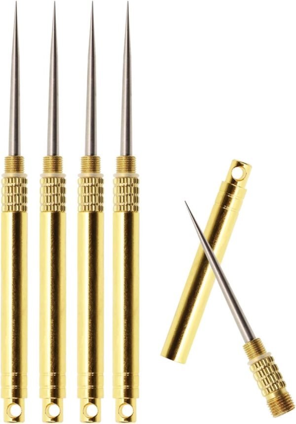 4Pcs Portable Stainless Steel Toothpicks Golden Pocket Toothpick Holder Reusable Metal Fruit Stick Cocktail Pick for Outdoor Picnic Camping Tooth Cleaning Multifunction Toothpick