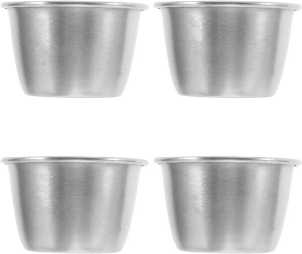 4pcs Sauce Cups Condiment Cups Stainless Steel for Salad Dressing Storage Kitchen Supplies