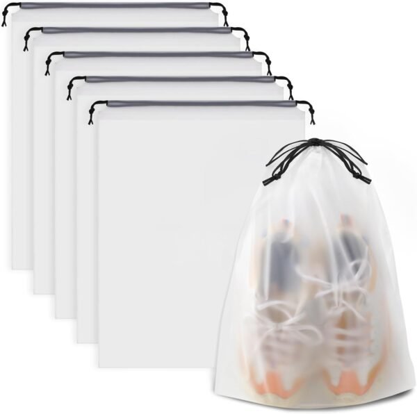 Bags for Travel, Travel Organizer, Waterproof Bags, Translucent PE Reusable Storage, Dust-Proof Drawstring Bags for Shoes Clothes Toiletries, Home & Travel Essential