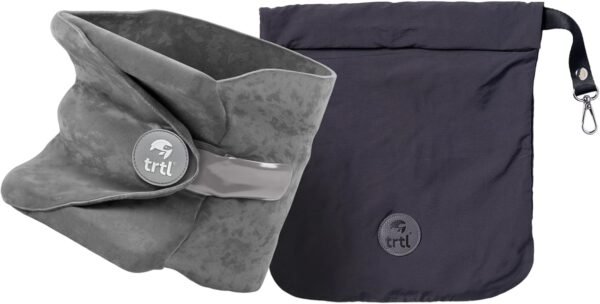 Travel and Airplane Pillow - Real Sleeping Experience on Long Flights - Neck and Shoulder Support - Super-Soft, Lightweight, Easy-to-Carry - Machine-Washable Flight Pillow - Grey