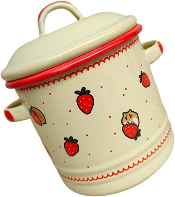 Enamel Storage Jar 1.2l with Lid and Wide Mouth | Retro Outlook, Good Sealing Effect, Easy Cleaning, Pantry Storage Container for Tea, Chilli, Sauces