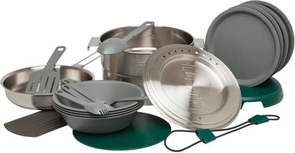 Full Kitchen Basecamp Camping Cooking Set 3.5L - 11 Piece Camp Cook Set - Outdoor Cook Set - Stainless Steel Pot with Vented Lid - Cookware for Backpacking, Hiking and Camping