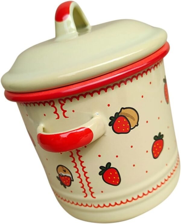 Retro Style Enamel Cooking Pot 1.2l Soup Pot with Large Mouth Design and Good Sealing Effect, Vintage Grease Container for Kitchen Pantry Storage