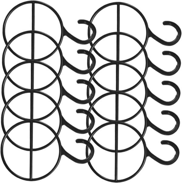 Scarf Hanger Strong Load-Bearing Capacity 10pcs Plastic Black Space-Saving Scarf Rack Multifunctional Neckties Hanger and Wardrobe Organizer for Closet Storage and Display