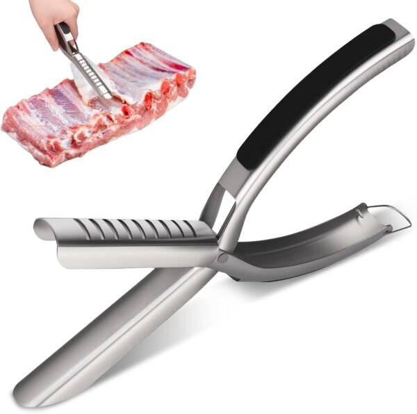 Stainless Steel Rib Membrane Removal Tool, 1Pc Stainless Steel Rib Prep Tool Membrane Remover, Rib Prep Tool Membrane Remover with Non-Slip Grip for BBQ, Home Cooking