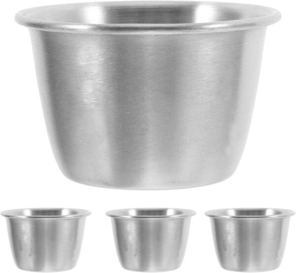 304 Stainless Steel Condiment Cups Small Size Dipping Sauce Bowls Set of 4 for Kitchen and Home Snack Serving