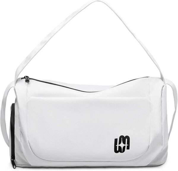 Gym Bag for Women Men, Duffle Bag for Travel with Wet Pocket, Lightweight Carry on Weekender Duffel, White