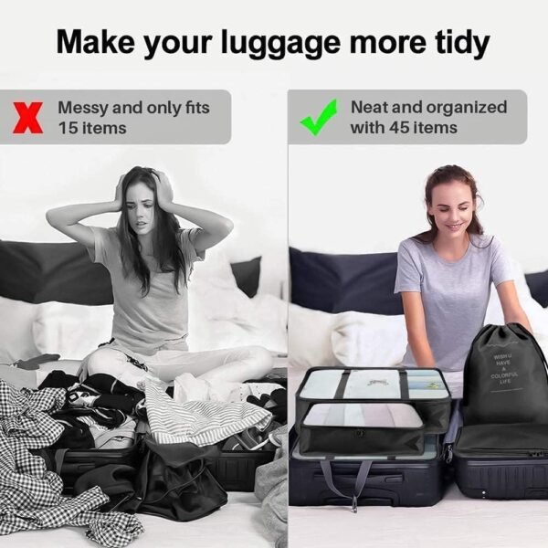 Packing Cubes, 9 Set Packing Cubes with Shoe Bag & Electronics Bag - Luggage Organizers Suitcase Travel Accessories (Black)