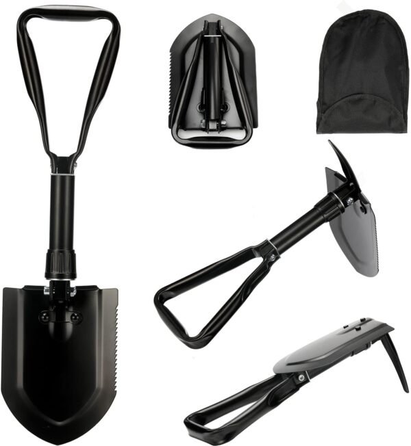 Survival Shovel 58cm,50# high-Carbon Steel Entrenching Tool, Camping Shovel, for Garden, Hunting, Hiking, Fishing, Car Emergency, Gifts for Men
