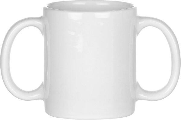 Ceramic Dual Handle Mug - Comfortable Grip to Aid Tremors, 350 ml Capacity, Perfect for Hot, Cold Beverages and Daily Comfort, Microwave & Dishwasher Safe - White