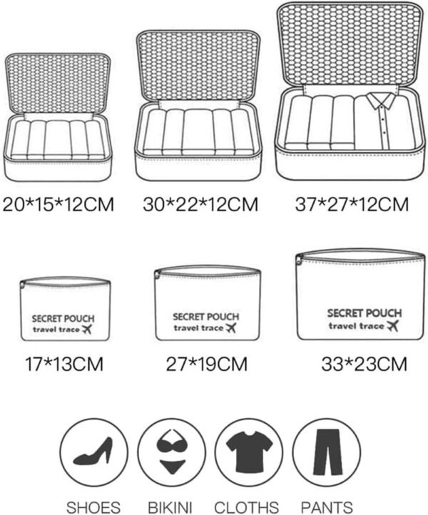 6-Piece Packing Cubes Set, Mesh Luggage Organizer Bags With Laundry Bag, Lightweight Travel Packing Cubes for Suitcases & Backpacks, Suitable for Men and Women (Grey)