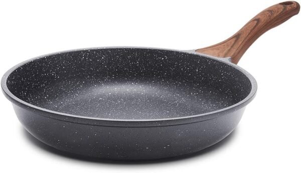 28cm Nonstick Frying Pan, Swiss Granite Coating Omelette Pan | Healthy Stone Cookware Chef's Pan, Skillet with Stay-Cool Handle, Kitchen Cooking Pan, Induction Compatible, PFOA Free