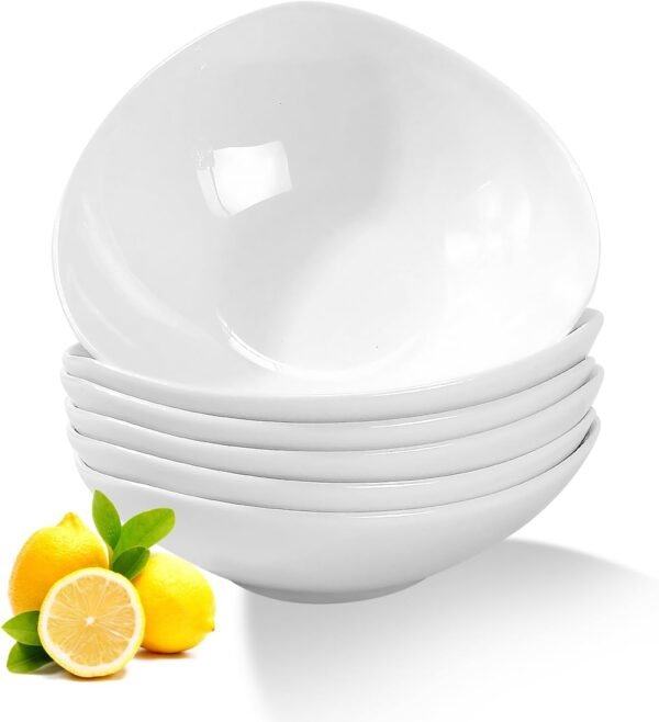 7oz Bone China Dessert Bowls, Set of 6 | White dipping bowls & soy sauce plates, great for side dishes, appetizers, snacks and sushi, dishwasher safe