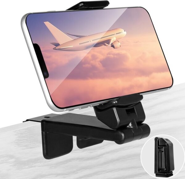 Phone Holder Travel Essentials, Multi-Directional 360° Degree Rotation, Pocket-Sized Universal Handsfree Phone Mount for Flying Home Kitchen Office and Travel Accessories Must Haves (Black)