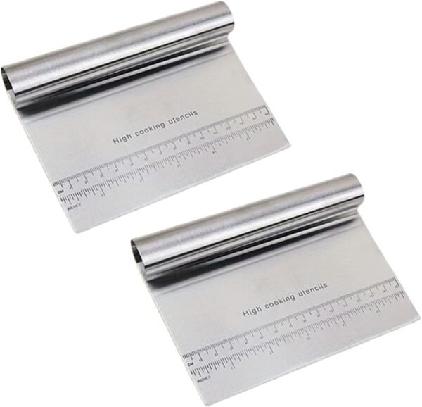 2Pieces of Multi-Purpose Scraper and Chopper,Stainless Steel Dough Scrapers | Bench Scraper,Equipped With A Precise Measuring Scale And Fatigue-Proof Design,For Optimal Baking And Kitchen Preparations
