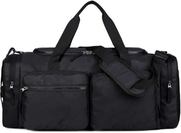 Duffle Bag for Men Women 40L with Shoe Compartment,Black | Waterproof Sports Duffels Bags Travel Gym Bag with Wet Pocket, Large Weekender Overnight Bag Hospital Holdalls