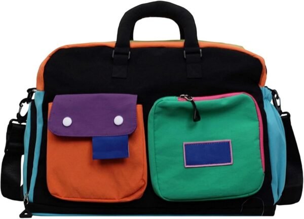 Duffle Bag Large Capacity Shoe Compartment Fashion Waterproof Tote | Color-Blocked Travel Duffle Bag for Work Sports Beach Road Trip Hospital Toiletry Makeup Clothes Gear
